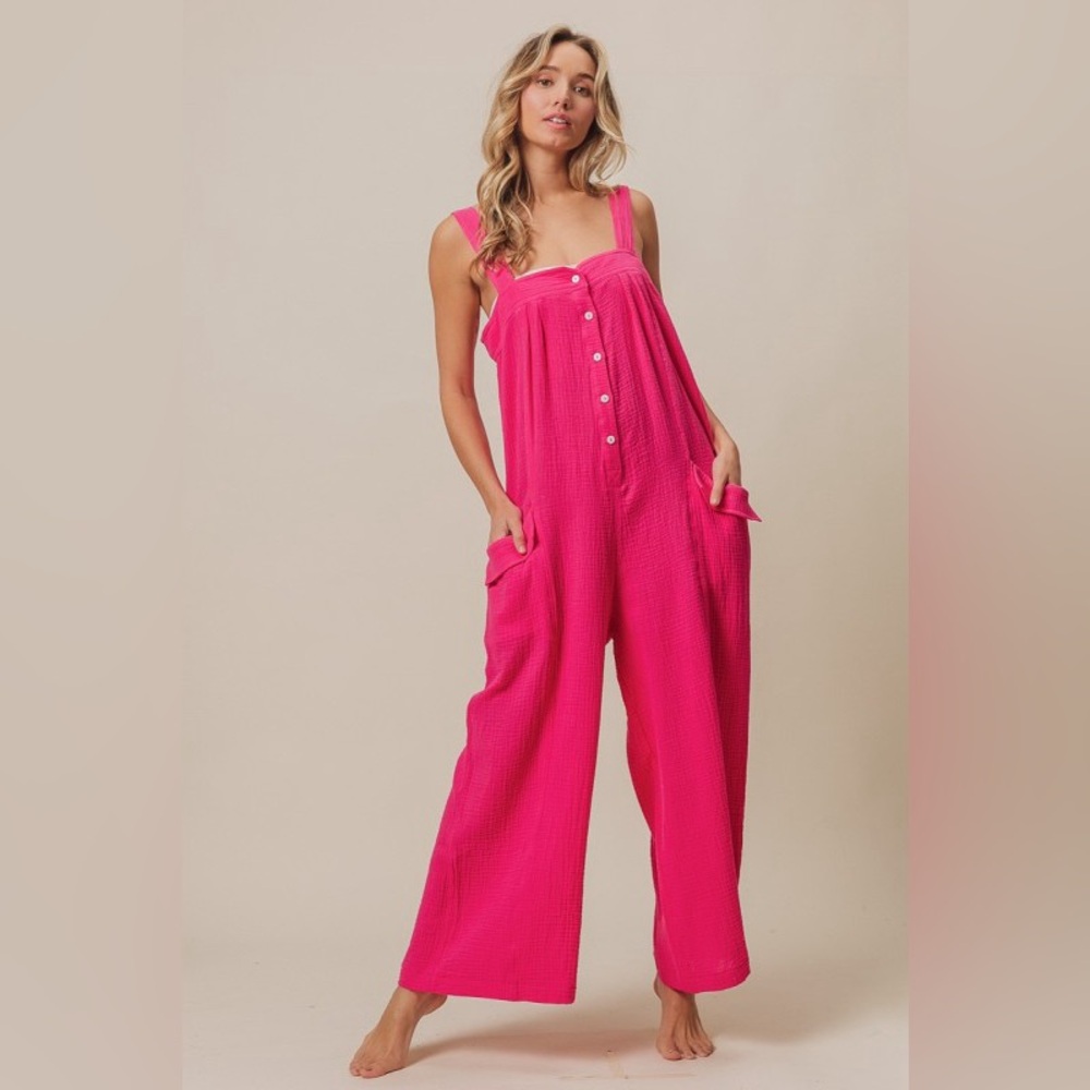 Women’s Hot Pink Wide-Leg Jumpsuit New
